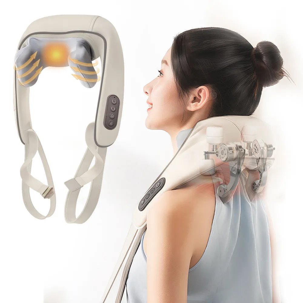 Deep Kneading Neck Hand-shaped Massager Wireless Shiatsu Electric Heating Neck And Shoulder Massager For Muscle Pain Relief